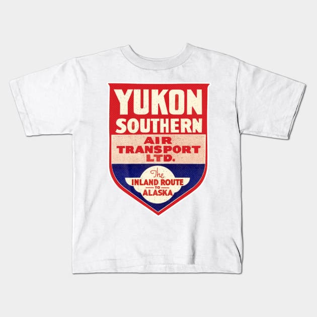 Yukon Southern Alaska Vintage Airlines Air Transport Luggage Bumper Kids T-Shirt by TravelTime